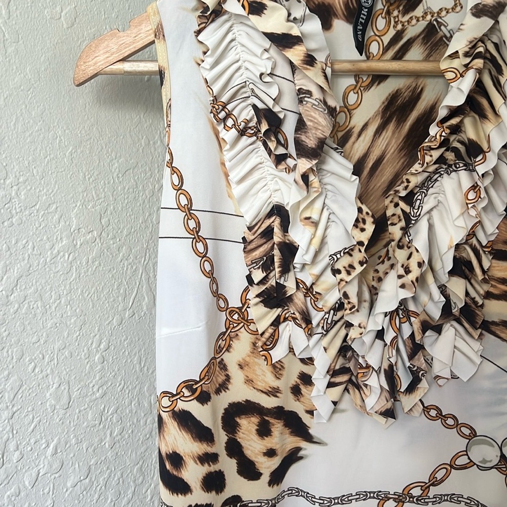 Leopard Print Ruffle Blouse - Picture 2 of 3